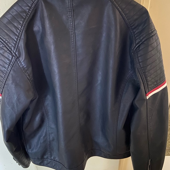 Distortion Faux Leather Jacket for Men Sz L (see photos 3 spots) - Picture 2 of 8